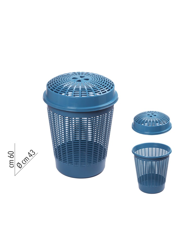 (CESTA EUROPA IN PLASTICA LEGGERA E RESISTENTE CON COPERCHIO BLU AVIO)