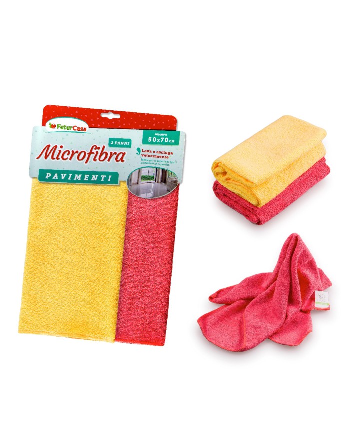 (PANNO MICROFIBRA 50X70 CM LISCIO PAVIMENTO 2 PEZZI)
