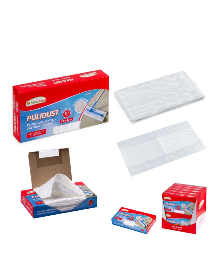 (PANNO PULIDAST CATTURA POLVERE 22X42 CM TRAMA A ROMBI SET DA 10 PANNI)