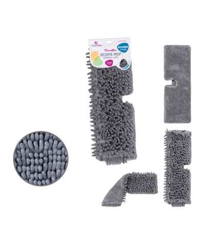 (RICAMBIO SCOPA MOP IN MICROFIBRA 42X14 CM CON MOP 2 IN 1)