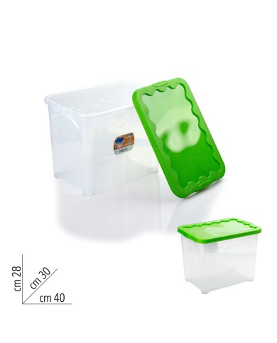 (CONTENITORE IN PLASTICA CON COPERCHIO 40X30X28 CM COLORE VERDE)