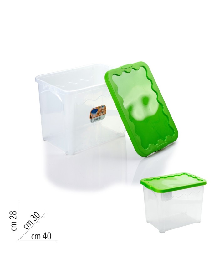 (CONTENITORE IN PLASTICA CON COPERCHIO 40X30X28 CM COLORE VERDE)