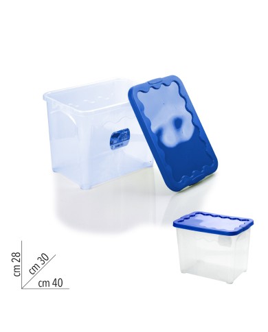 (CONTENITORE IN PLASTICA CON COPERCHIO 40X30X28H CM BLU)