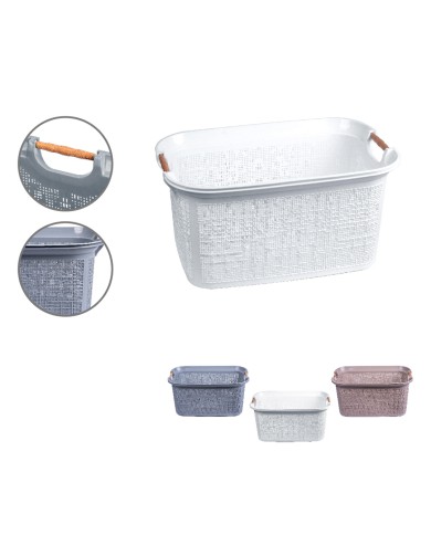 (CESTA BIANCHERIA 47X34X23 CM TRAMA MAGLIA 30 LITRI)